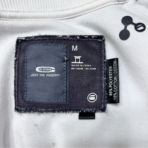 G-Star White Varsity Jacket with Black Trim and Stand-Up Collar SZ M - Picture 5 of 8
